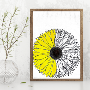 Sunflower Painting on table Mandala