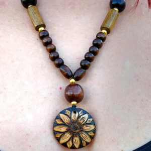 Wooden pyrography jewelry